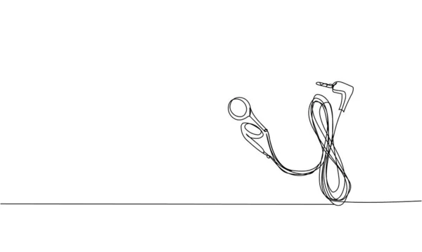 Навушники Навушники Мистецтво Однієї Лінії Безперервний Креслення Музики Навушників Гарнітури — стоковий вектор