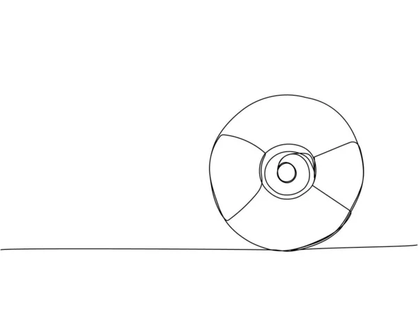 Disk Compact Disc One Line Art Desenho Linha Contínua Armazenamento — Vetor de Stock