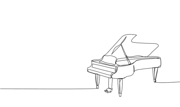 Piano Queue Une Ligne Art Dessin Trait Continu Classique Musicien — Image vectorielle