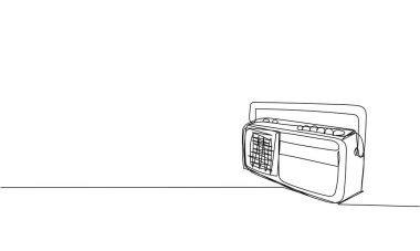 Taşınabilir radyo çalar, bir satırlık kayıt cihazı. Alıcı, radyo, anten, kablosuz, istasyon, fm, taşınabilir, retro, kayıt, mp3, 80 'lerin el çizimi çizimleri