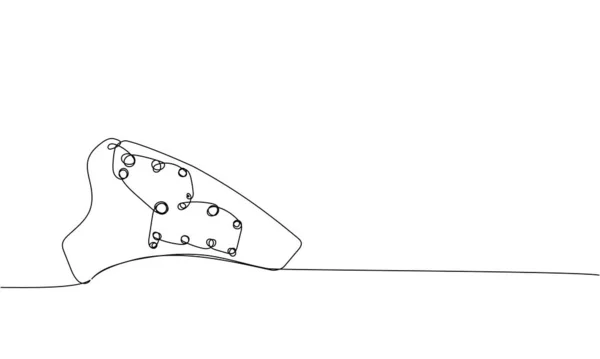 Ocarina一行艺术 乌克兰语 吹口哨的连续线条画音乐家手绘矢量图 — 图库矢量图片