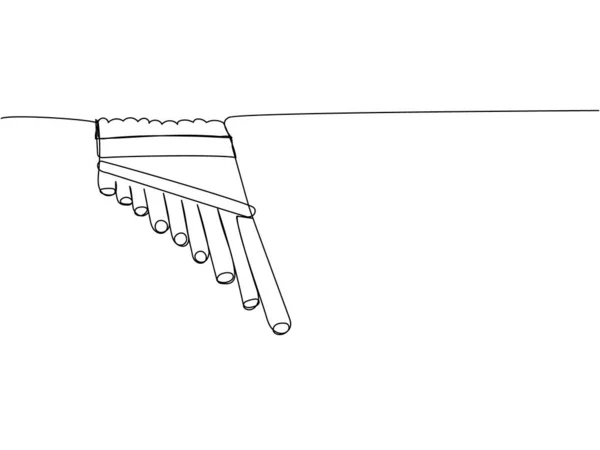 潘长笛一行艺术 乐角竹口琴的连续线条画 — 图库矢量图片