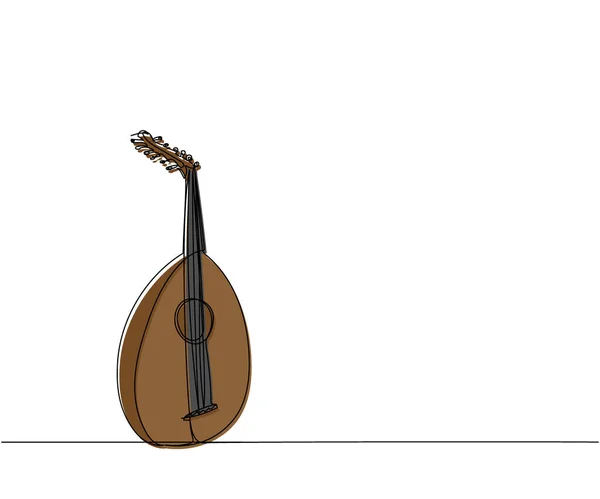 Lute Uma Linha Arte Cores Desenho Linha Contínua Música Instrumento — Vetor de Stock