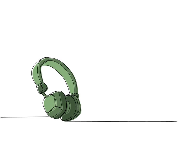 Ακουστικά Μία Γραμμή Χρωματικής Τέχνης Συνεχές Σχέδιο Γραμμής Μουσικής Ακουστικών — Διανυσματικό Αρχείο