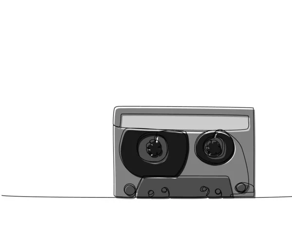 Audio Cassette Cinta Una Línea Arte Color Dibujo Continuo Línea — Archivo Imágenes Vectoriales