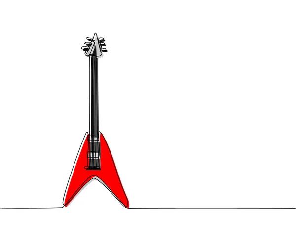 Guitarra Elétrica Solo Uma Linha Arte Cores Desenho Linha Contínua — Vetor de Stock