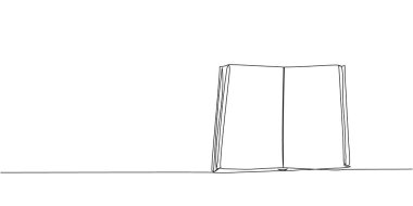 Bir satır sanatı aç. Kitap, kütüphane, eğitim, okul, çalışma, edebiyat, kağıt, ders kitabı, bilgi, okuma, öğrenme sayfası çizimi