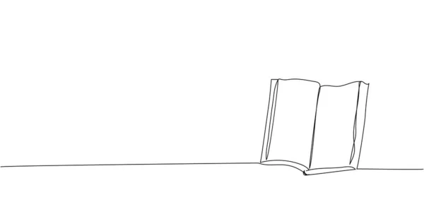 Otevřít Malý Notepad Jeden Řádek Art Kontinuální Kresba Knihy Knihovny — Stockový vektor