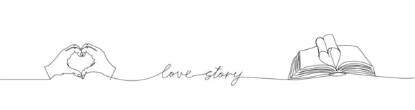 Bir Satırlık Aşk Hikayesi Kitap Kütüphane Roman Çalışma Öğrenme Okuma — Stok Vektör