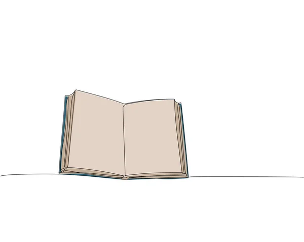 Abra Bloc Notas Libro Texto Libro Sobre Mesa Una Línea — Archivo Imágenes Vectoriales