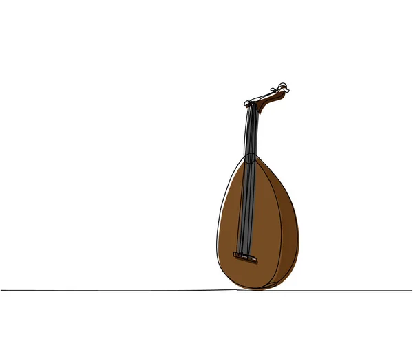 Lute Uma Linha Arte Cores Desenho Linha Contínua Música Instrumento — Vetor de Stock