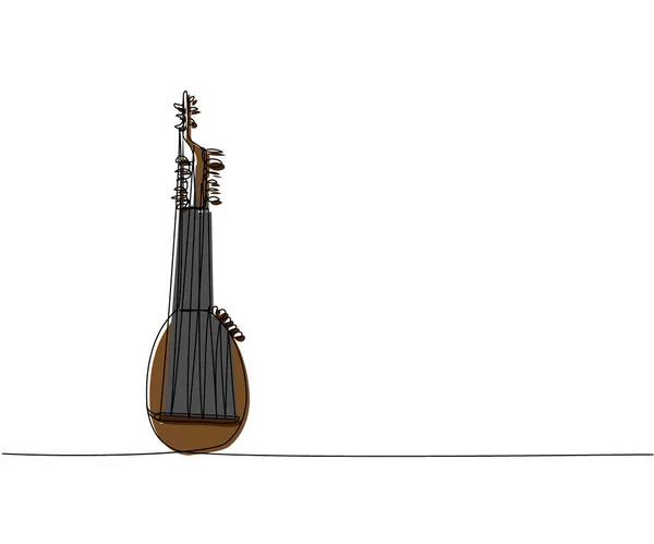 Torban Uma Linha Arte Cores Desenho Linha Contínua Música Instrumento —  Vetores de Stock