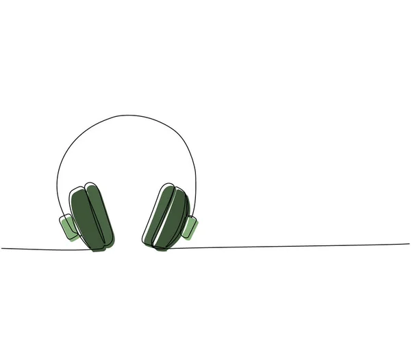 Kopfhörer Eine Zeile Farbkunst Kontinuierliche Linienzeichnung Von Musik Kopfhörer Headset — Stockvektor