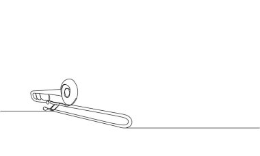 Trombon çizgisi sanatı. Müzikal, klasik, senfoni, trombon, blues, enstrümanlar, müzik, trompet, orkestra, caz tuba çizimi