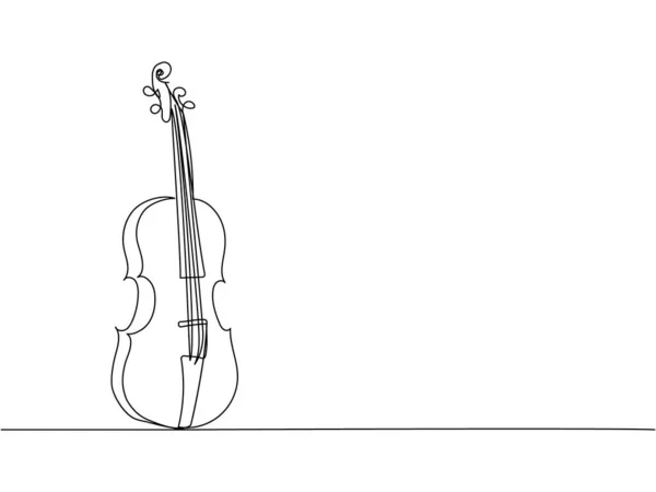Violon Une Ligne Art Dessin Continu Musique Mélodie Violon Vintage — Image vectorielle