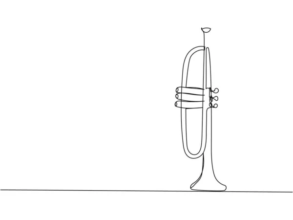 Trompeta Una Línea Arte Dibujo Continuo Línea Musical Clásica Trompeta — Vector de stock