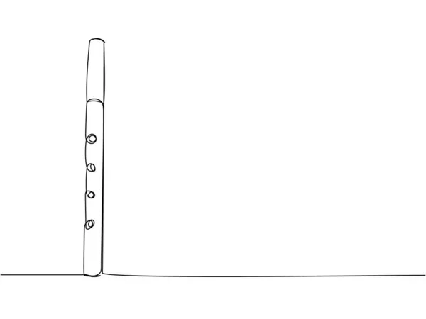 Сопилка Однолинейная Непрерывная Линия Рисования Музыки Ветра Инструмента Сурмы Культуры — стоковый вектор