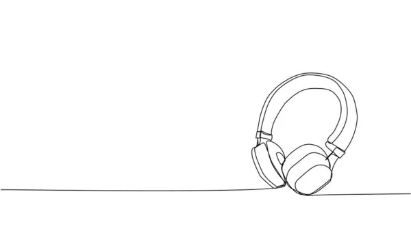Навушники Одна Лінія Мистецтва Безперервна Лінія Малювання Музики Навушників Гарнітури — стоковий вектор