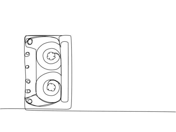 Cassette Audio Bande Une Ligne Art Dessin Trait Continu Jeu — Image vectorielle