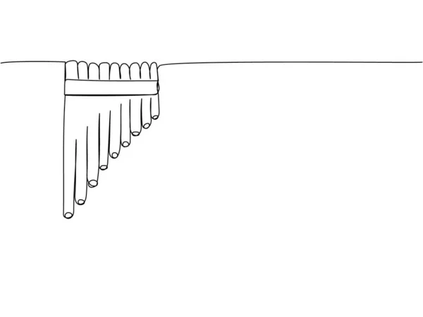 Pan Flute One Line Art Непрерывная Линия Рисования Культуры Народной — стоковый вектор
