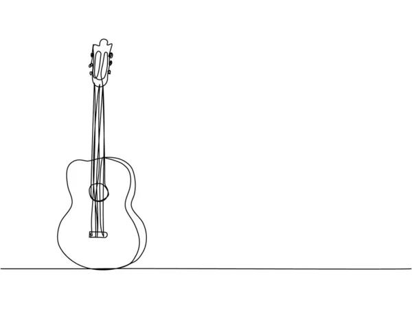 Guitar One Line Art Continuous Line Drawing Musical Equipment Song — Stock Vector
