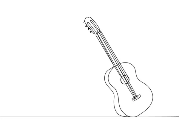 Guitarra Uma Linha Arte Desenho Linha Contínua Música Equipamentos Música —  Vetores de Stock