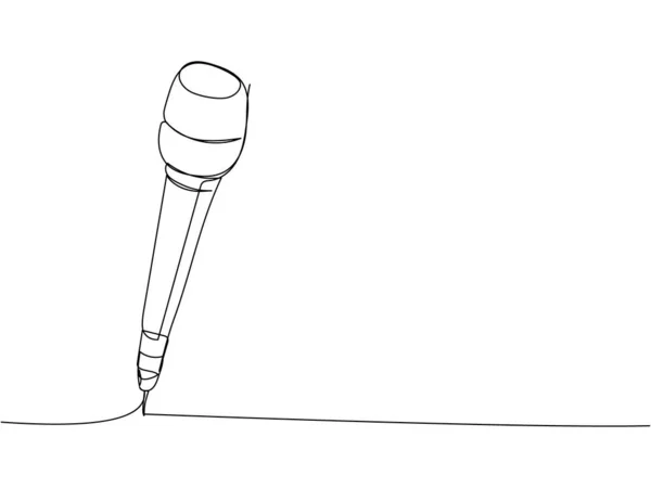Микрофон Одной Линии Искусства Непрерывная Линия Рисования Музыкальных Микрофонов Микрофонов — стоковый вектор