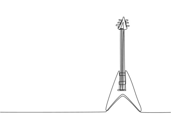 エレキソロギター1ラインアート ギター メロディー ロック ボリューム コード ベース アコースティックの連続線画手描きベクトルイラスト — ストックベクタ