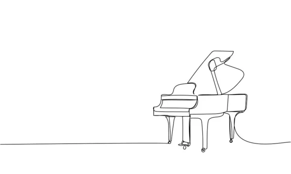Velké Klavír Jeden Řádek Umění Kontinuální Kresba Klasiky Hudebníka Akustiky — Stockový vektor