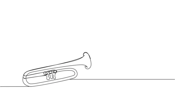 号角一条线艺术 爵士乐队的连续线条绘图 — 图库矢量图片