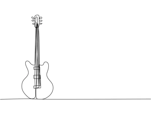 エレキギター1ラインアート ギター メロディー ロック ボリューム コード ベースアコースティックの連続線画手描きベクトルイラスト — ストックベクタ