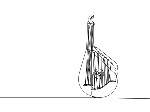 Bandura Uma Linha Arte Desenho Linha Contínua Música Instrumento Folclore — Vetor de Stock