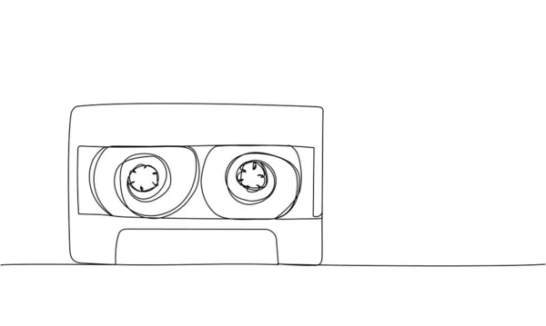 Audio Cassette Tape Een Lijn Kunst Continue Lijn Tekening Van — Stockvector