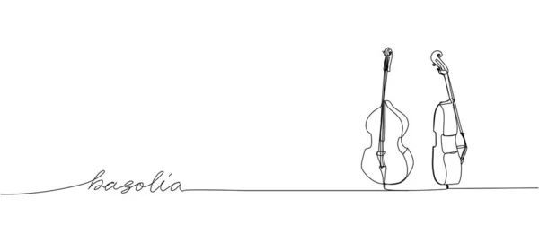 Basolia Bajo Viol Una Línea Arte Dibujo Línea Continua Música — Vector de stock