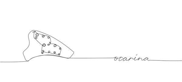 Ocarina One Line Art Непрерывная Линия Рисования Инструмента Музыки Звука — стоковый вектор