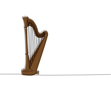 Bir satır renk sanatını harp et. Müzikal, melodi, antika, kültür, retro, melodi, geleneksel, senfonik, müzik, orkestra, Yunan lirası lira teli çizimi