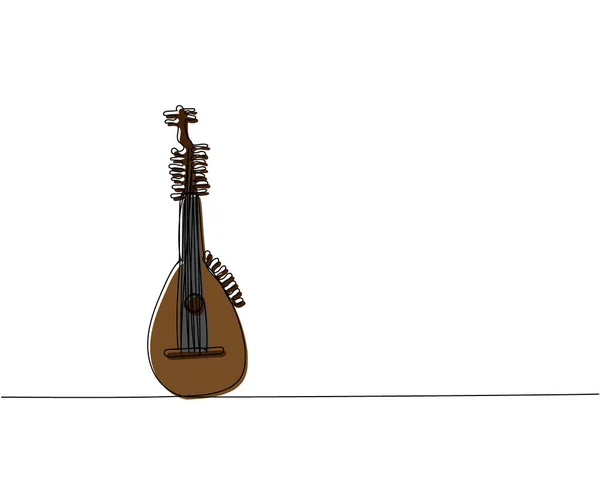 Torban Uma Linha Arte Cores Desenho Linha Contínua Música Instrumento —  Vetores de Stock