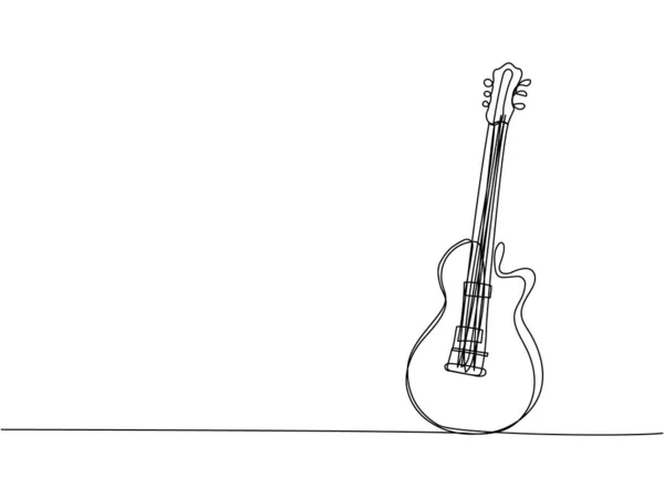 Bassgitarre One Line Art Kontinuierliche Linienzeichnung Von Musical Ausrüstung Song — Stockvektor