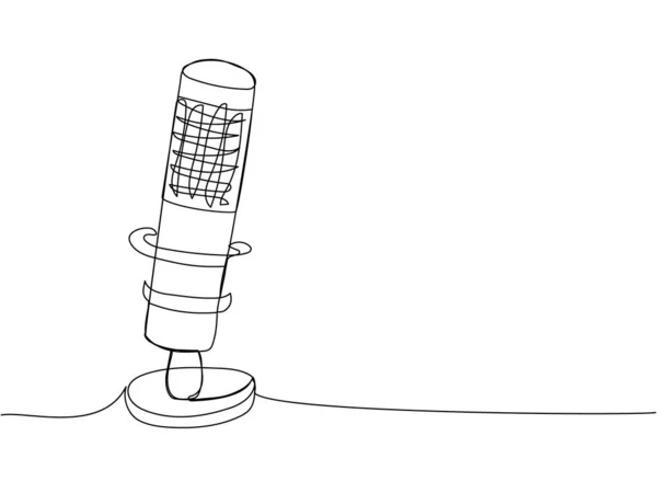 Radiomikrofon One Line Art Durchgehende Linienzeichnung Von Musik Mikrofon Rundfunk — Stockvektor