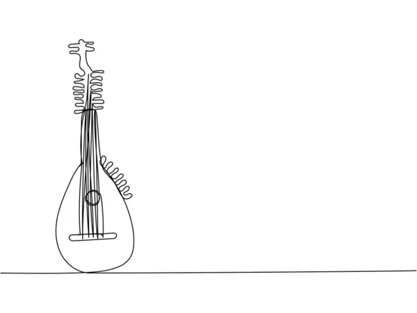 Torban Una Línea Arte Dibujo Continuo Música Instrumento Folk Musical — Archivo Imágenes Vectoriales
