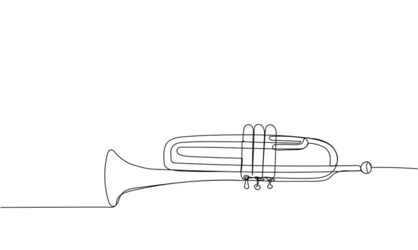 Trumpet One Line Art Continuous Line Drawing Musical Classical Trumpet — Stock Vector