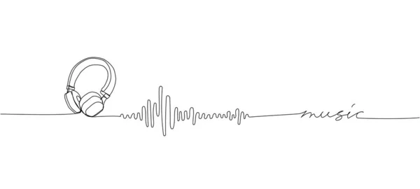 Écouter Musique Fixé Une Ligne Art Dessin Trait Continu Musique — Image vectorielle