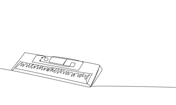Synthesizer 키보드 하나의 연속적 레코드 컨트롤러 오디오 테크노 드로잉 일러스트 — 스톡 벡터