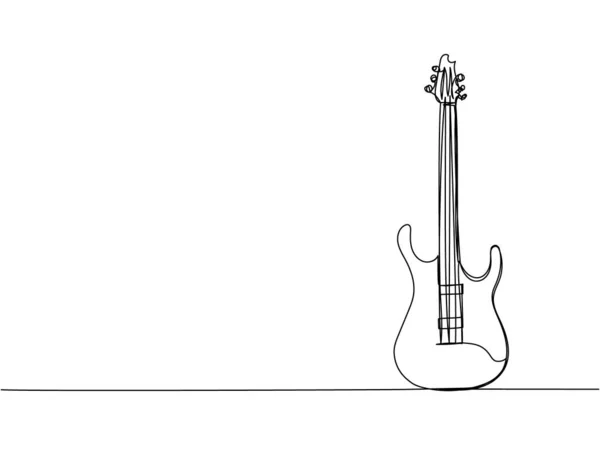 Gitarre One Line Art Kontinuierliche Linienzeichnung Von Musical Ausrüstung Song — Stockvektor