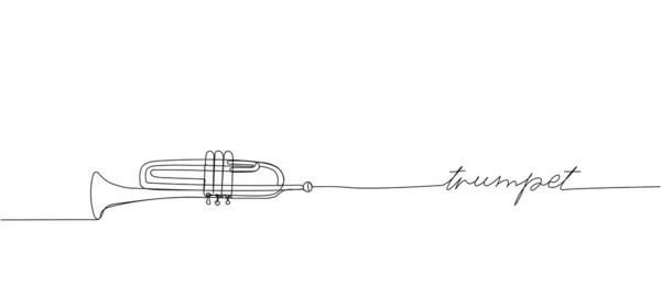 Trompeta Una Línea Arte Dibujo Línea Continua Música Clásica Trompeta — Vector de stock
