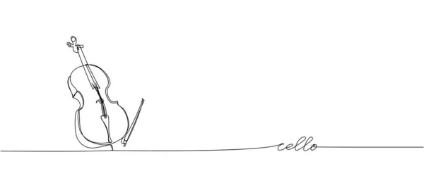 Искусство Виолончели Непрерывный Линейный Рисунок Музыки Мелодии Скрипки Винтажа Музыки — стоковый вектор