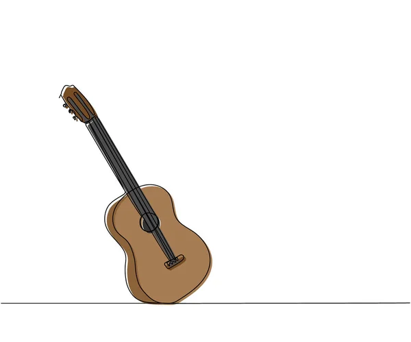 Kytara Jednořádkové Barevné Umění Kontinuální Kresba Hudby Vybavení Písně Kytary — Stockový vektor
