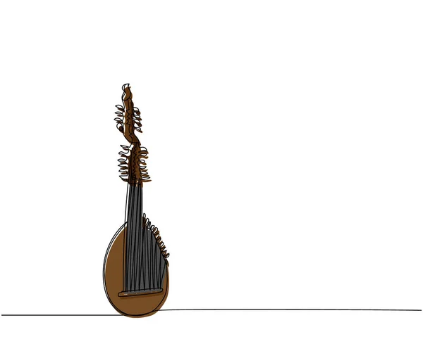 Torban Une Ligne Couleur Art Dessin Trait Continu Musique Instrument — Image vectorielle