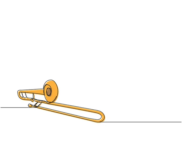 Trombone Une Ligne Couleur Art Dessin Trait Continu Musique Classique — Image vectorielle