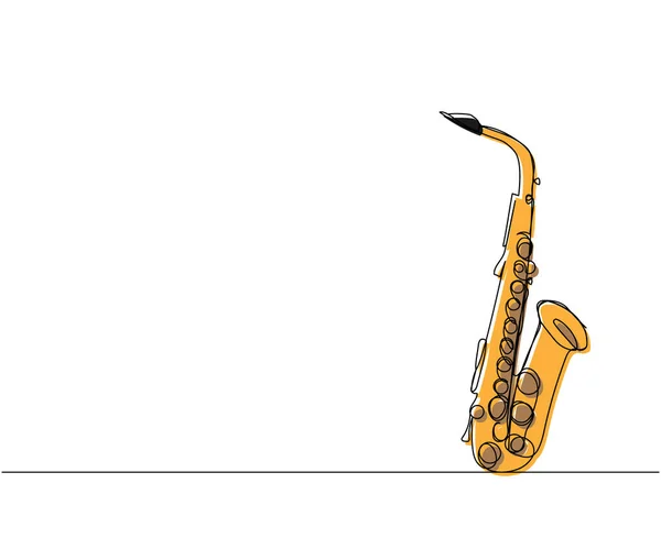 Saxofón Arte Una Línea Color Dibujo Continuo Línea Musical Melodía — Vector de stock